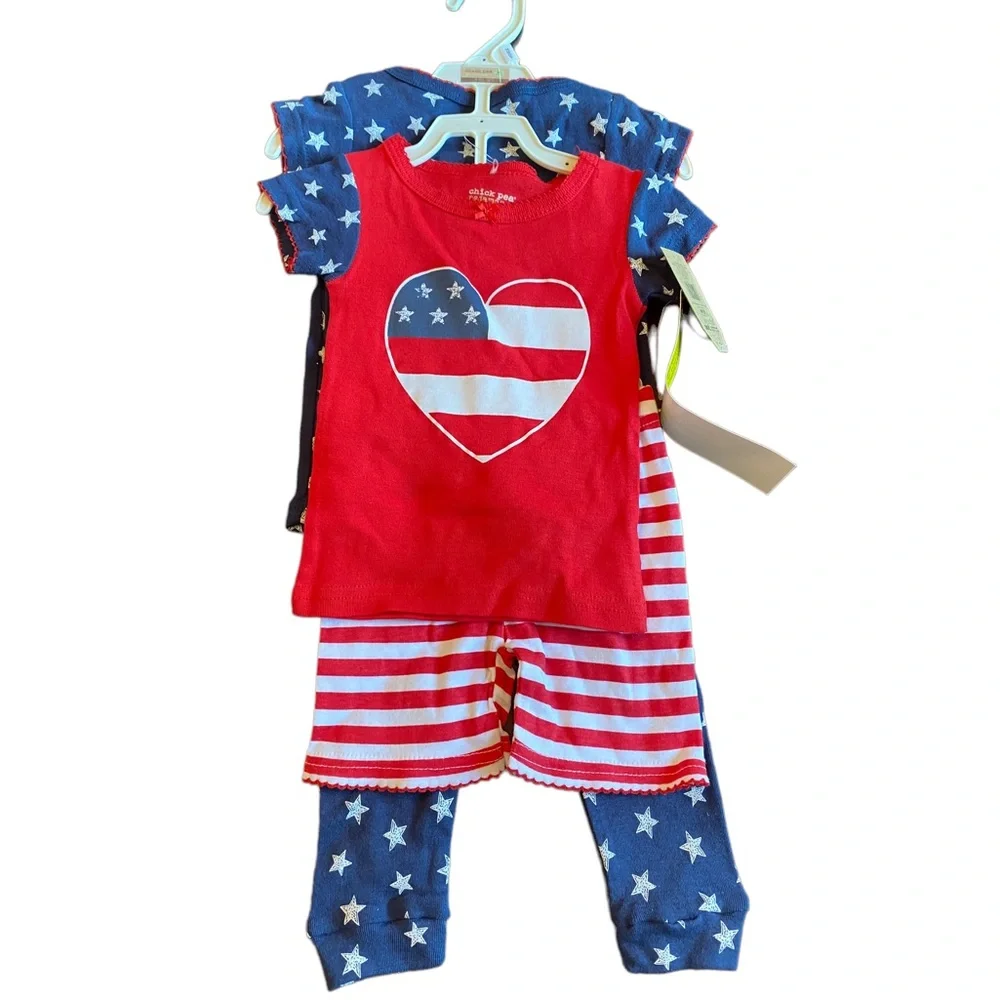 Chick Pea Toddler 100% Cotton Girls’ Patriotic Pajama Set